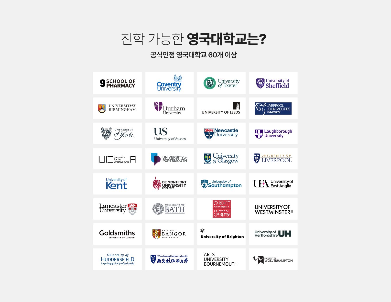진학 가능한 영국대학교